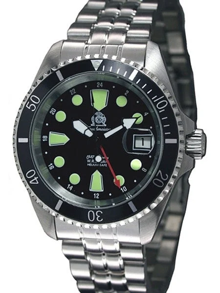 Tauchmeister Automatic 40mm Dive Watch with Red 24-hour Hand #T0288 40 mm kol saati