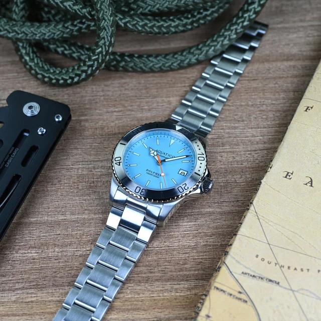 AQUATICO Dolphin 38mm Dive Watch Tiffany Blue Dial (NH35) kol saati