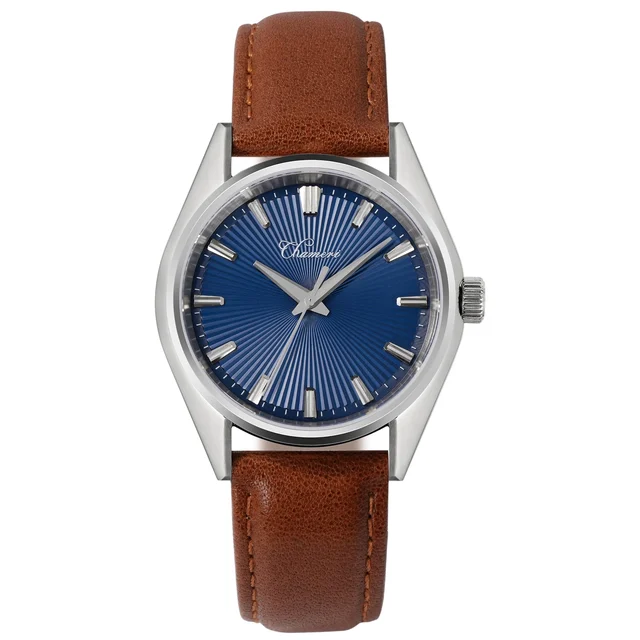 Cronos Watch Store Chameri 40mm VH31 Quartz Sweep Second Watch GS05 GS05-HG221银太阳纹面-棕皮 kol
