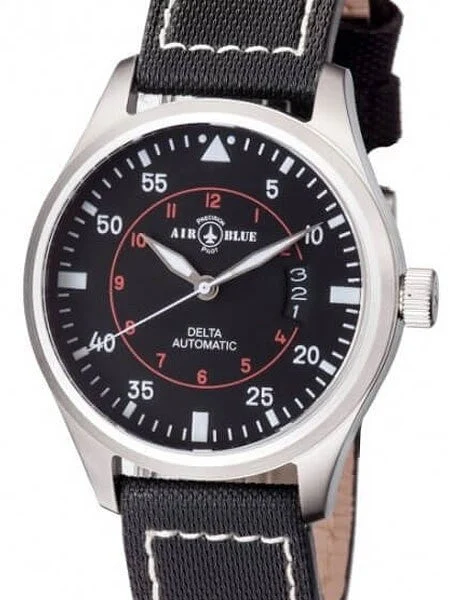 Air Blue Delta Automatic Pilot Watch with 44mm Case, Sapphire Crystal #DELTAAUTOSSBLK kol