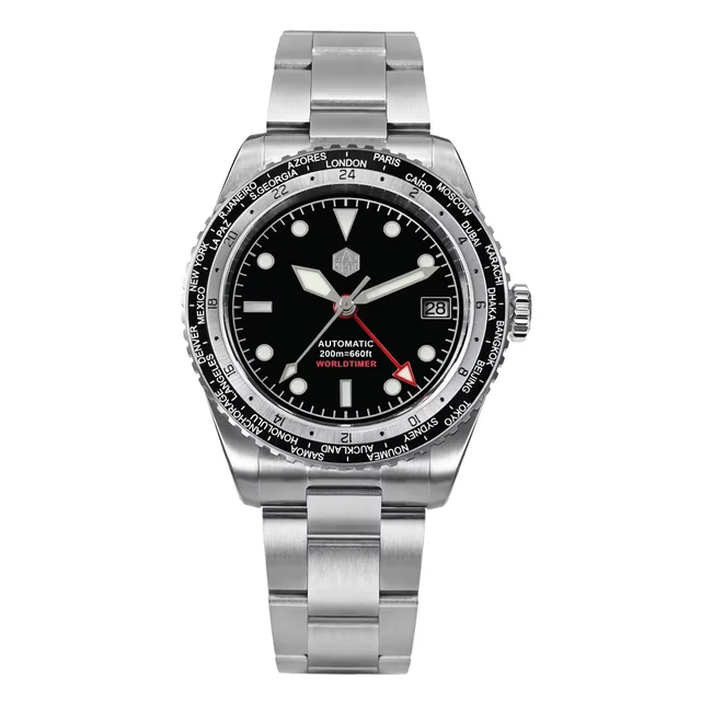 San Martin Men GMT Watch 38MM Luxury Automatic Mechanical Wr kol saati