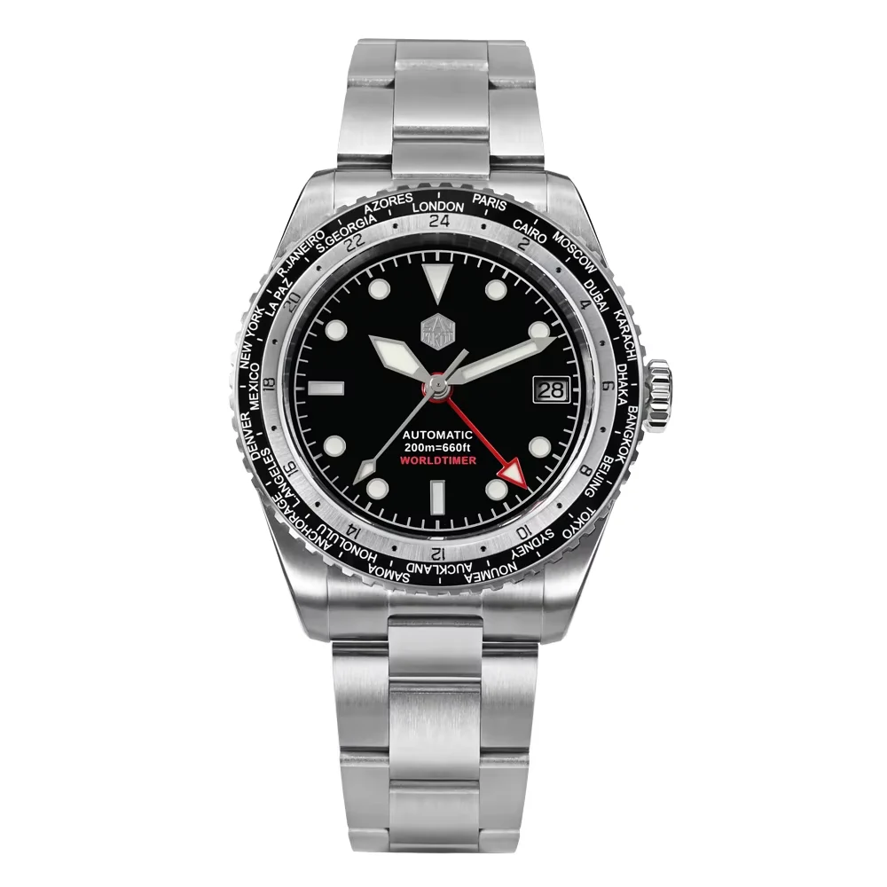 San Martin Men GMT Watch 38MM Luxury Automatic Mechanical Wr 38 mm kol saati