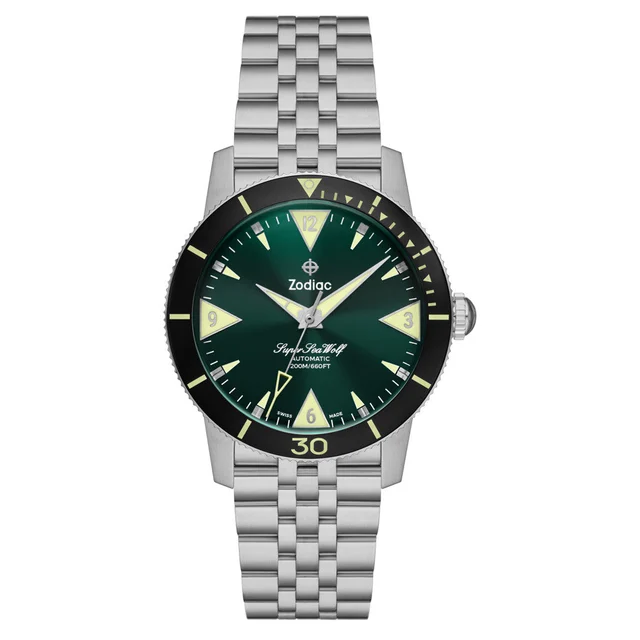 Zodiac Super Sea Wolf 53 Skin Diver Watch with Green Dial #ZO9218 kol saati