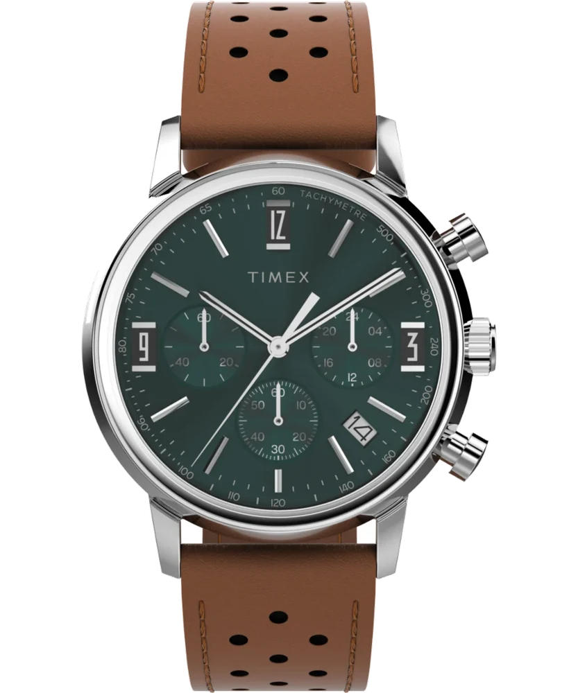 Timex Marlin® Chronograph Tachymeter 40mm Leather Strap Watch TW2W10100 40 mm kol saati