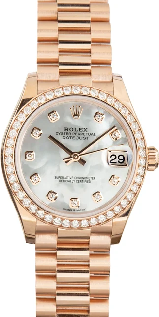 Rolex Datejust 31 Ref 278285 Mother of Pearl Diamond Dial kol saati