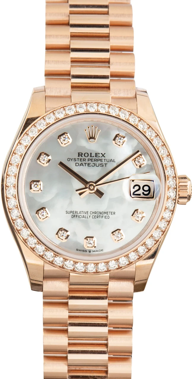 Rolex Datejust 31 Ref 278285 Mother of Pearl Diamond Dial kol saati