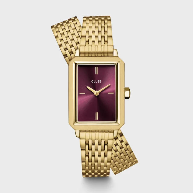 CLUSE Fluette Watch Double Steel, Wine, Gold Colour CW11516 kol saati