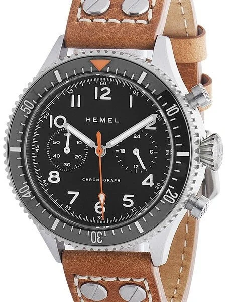 Hemel Quartz Chronograph Watch with 60-Minute Ceramic Bezel and Sapphire Crystal #HFT20-VK1 42 mm kol saati