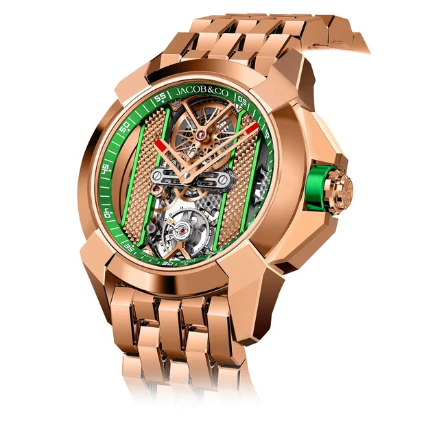 Jacob & Co. Jacob & Co. Epic X Bridges Rose Gold Green on Bracelet EX120.43.AC.AC.A40AA ko