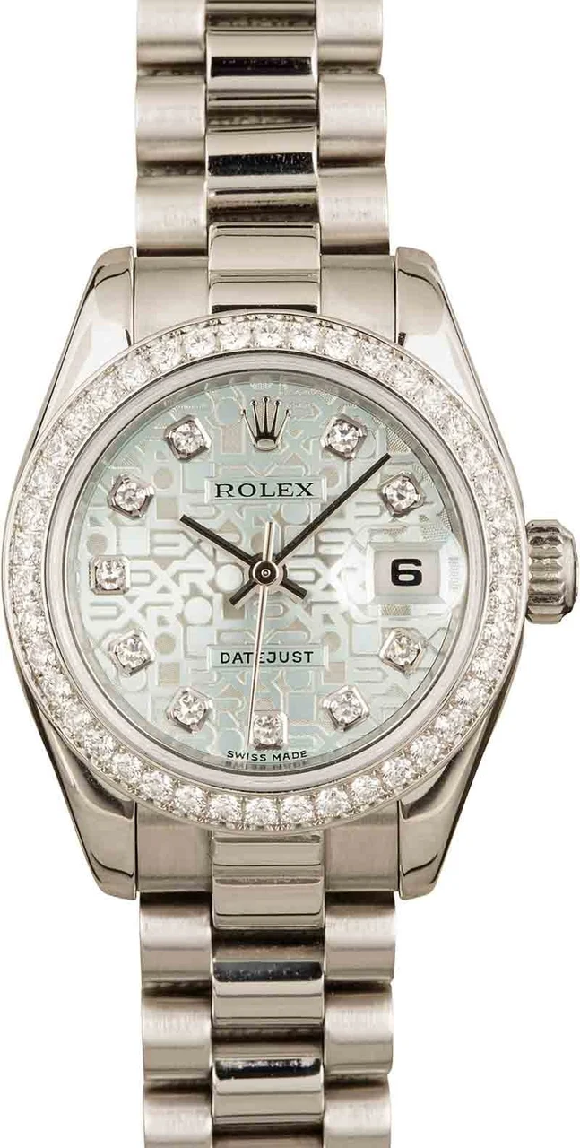 Rolex Platinum President 179136 Ice Blue Diamond Dial 179136IBLDP 26 mm kol saati
