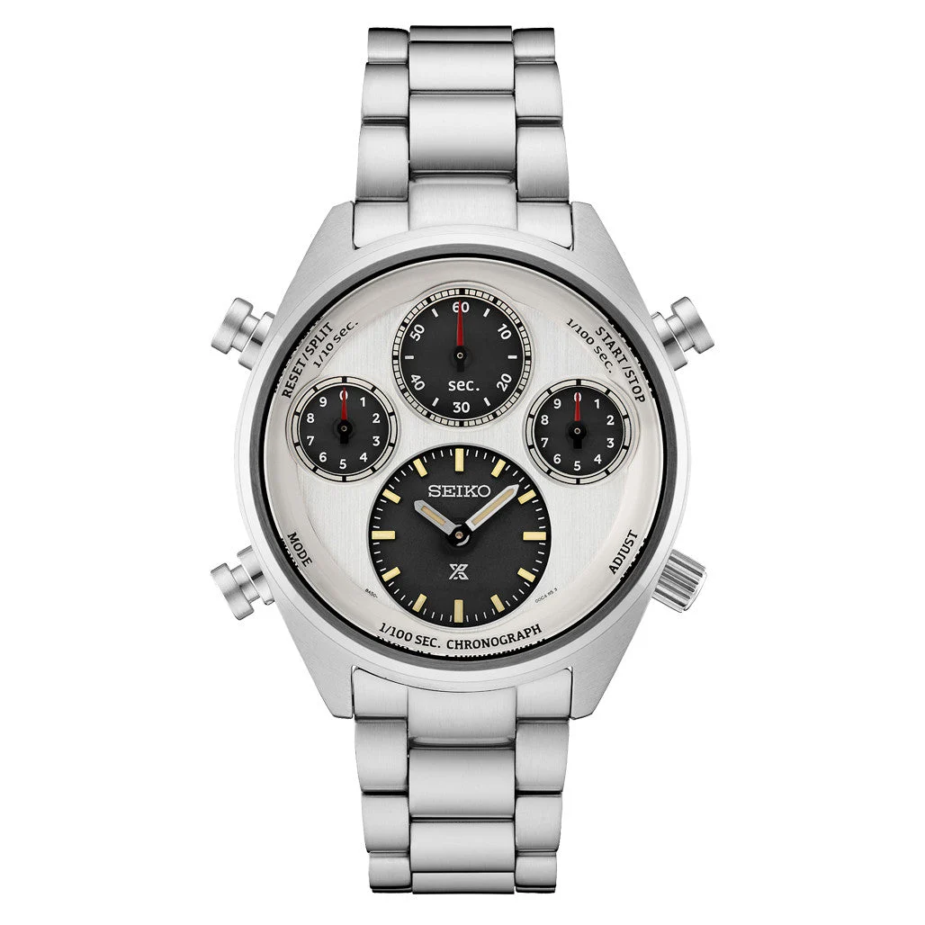 Seiko Prospex Speedtimer Solar 1/100 second Ltd Ed Chronograph with White Dial #SFJ009 kol saati
