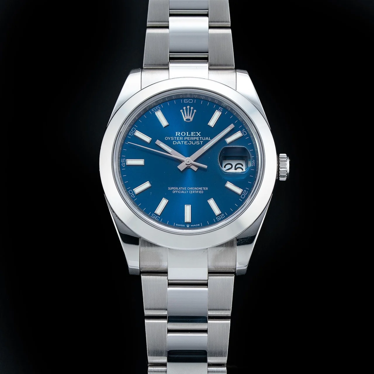 Rolex Datejust 41 Smooth 126300-0001 Blue Dial Stainless Steel Oyster 210009N34496 kol saati