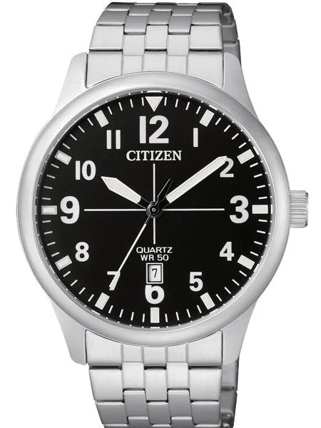 Citizen Black Dial Quartz Watch with Stainless Steel Bracelet #BI1050-81F kol saati