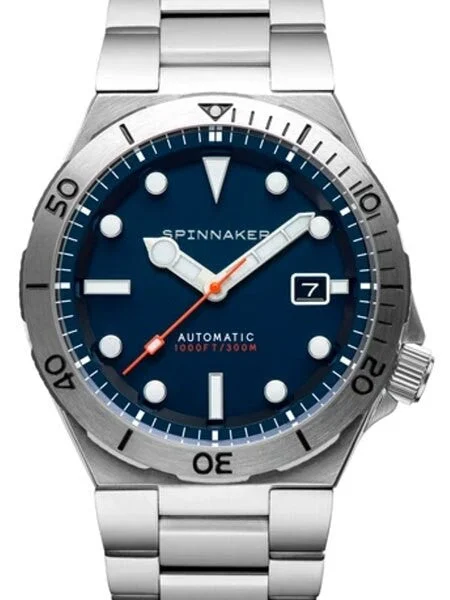 Spinnaker Boettger 300 Meter Hi-Beat Automatic Dive Watch with Stainless Steel Unique Blue