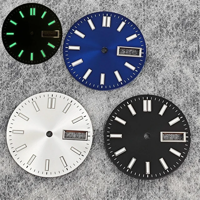 Tandorio Double Calendar Watch Dial Sunburst Watch Faces Green Luminous Watch Modification