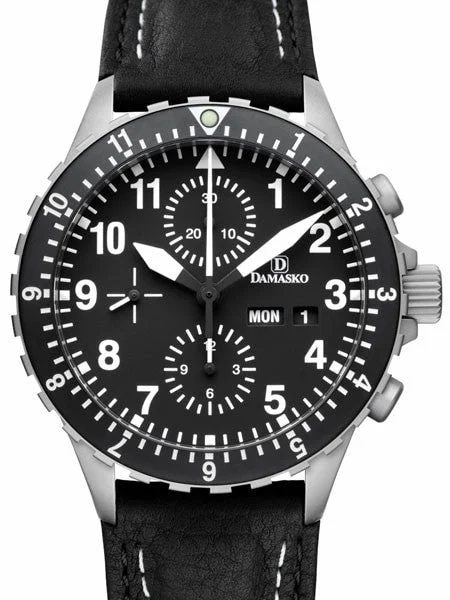 Damasko Swiss Valjoux 7750 Chronograph with Dual Time Bezel #DC66 DC66-12 44 mm kol saati