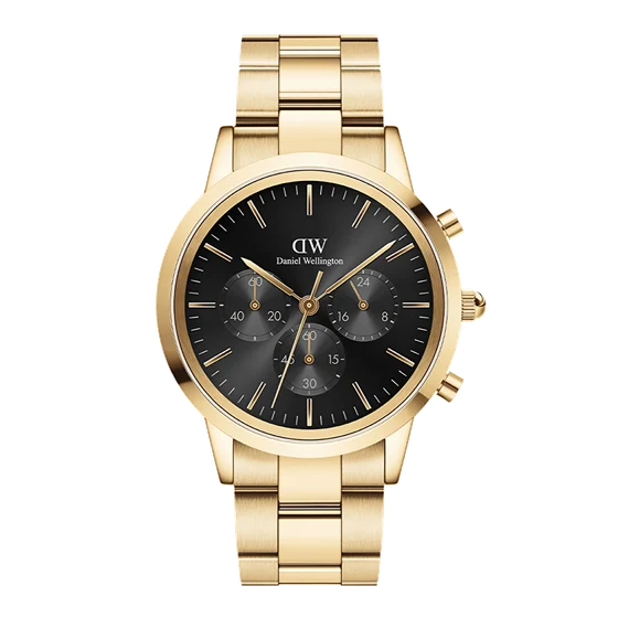 DANIEL WELLINGTON Iconic Chronograph Link Onyx G DW00600641 kol saati