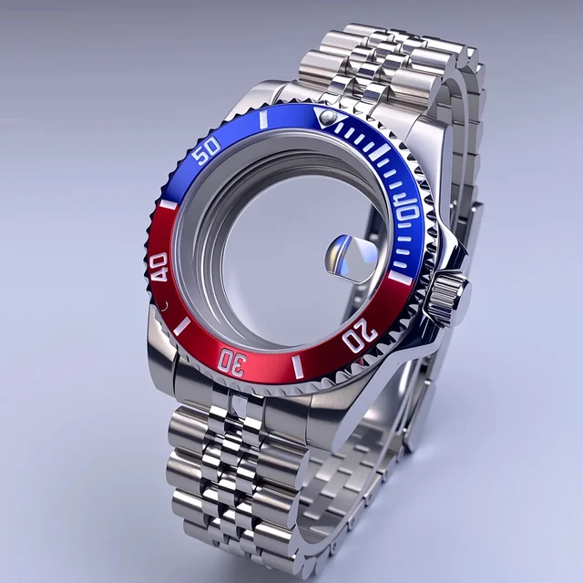 Tandorio GMT Watch Case 40mm NH34 Nh35 Sliver Watch Case with Sapphire Crystal 120 Click C