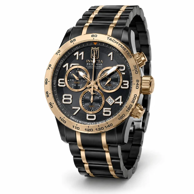 Invicta Vantore Swiss Ronda Z60 Caliber Watch - 48mm, Black, Rose Gold (51262) kol saati