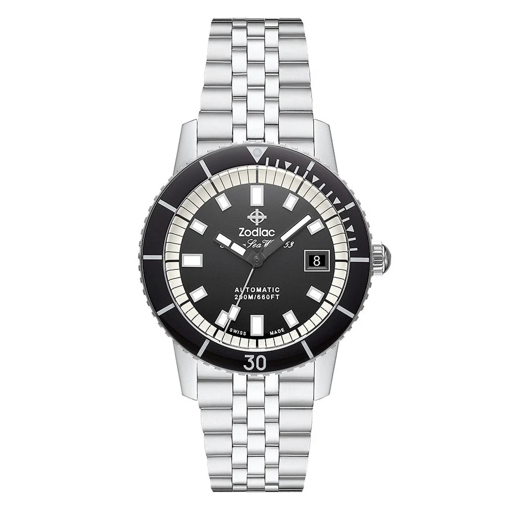 Zodiac Super Sea Wolf 53 Compression Automatic Stainless Steel Watch #ZO9286 kol saati