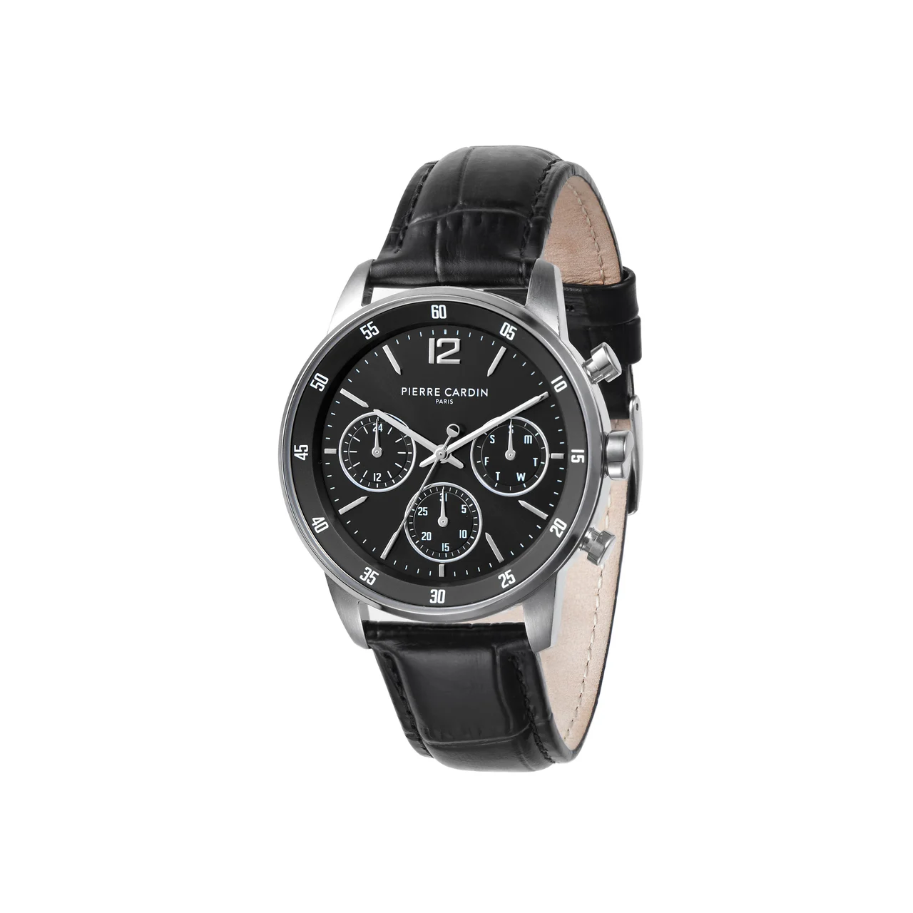 MONTROUGE PRIM Black Dial Multifunction watch with Black Leather Strap CMR.1002 40 mm kol saati