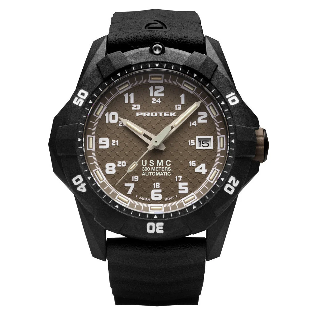 Protek USMC Automatic Tritium Dive Watch with Sand Dial #PT1216 kol saati
