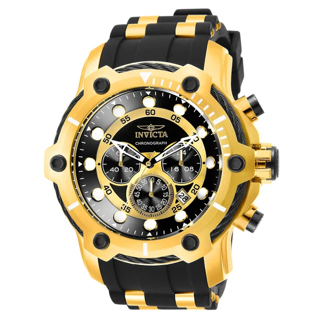 Invicta Bolt Skarn Watch - 51.5mm, Gold, Black (26751) kol saati