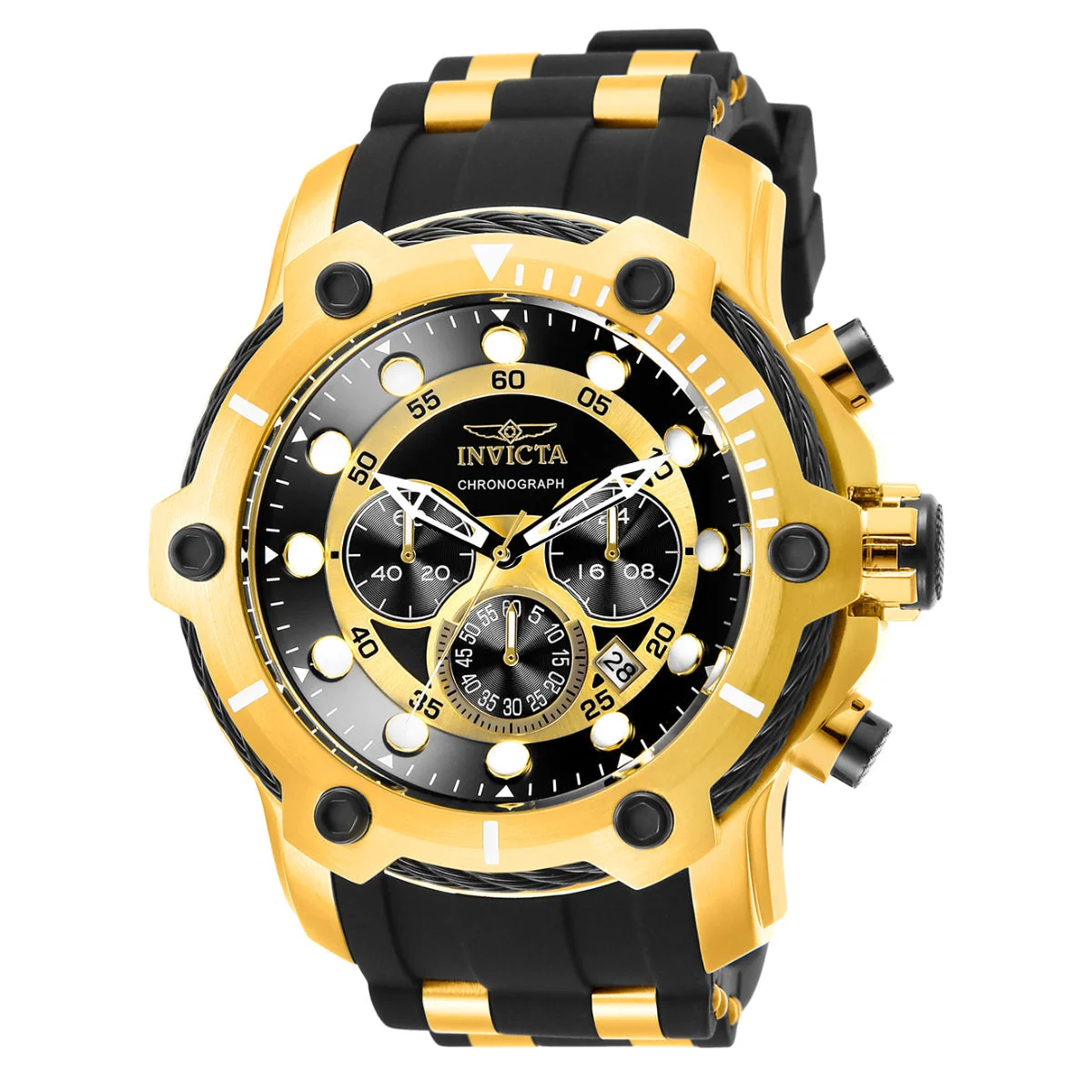 Invicta Bolt Skarn Watch - 51.5mm, Gold, Black (26751) 51.5 mm kol saati