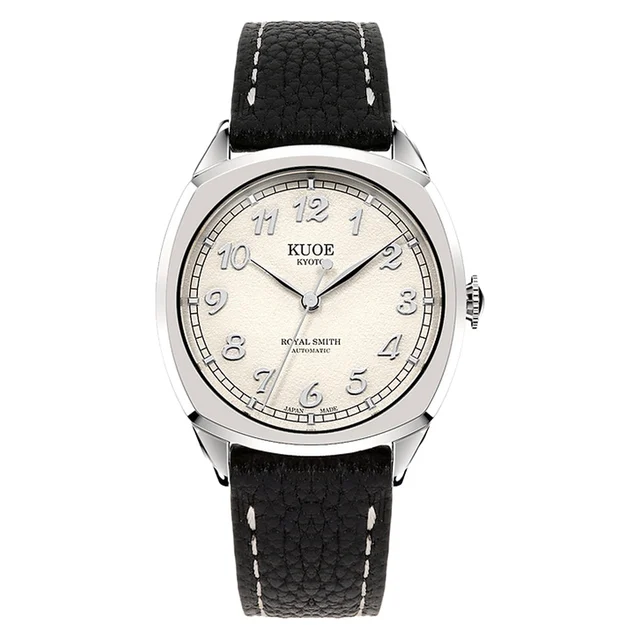 Kuoe Royal Smith 90-008 Silver 34mm Dress Watch with Ivory Dial #RS90008-SV-SV kol saati