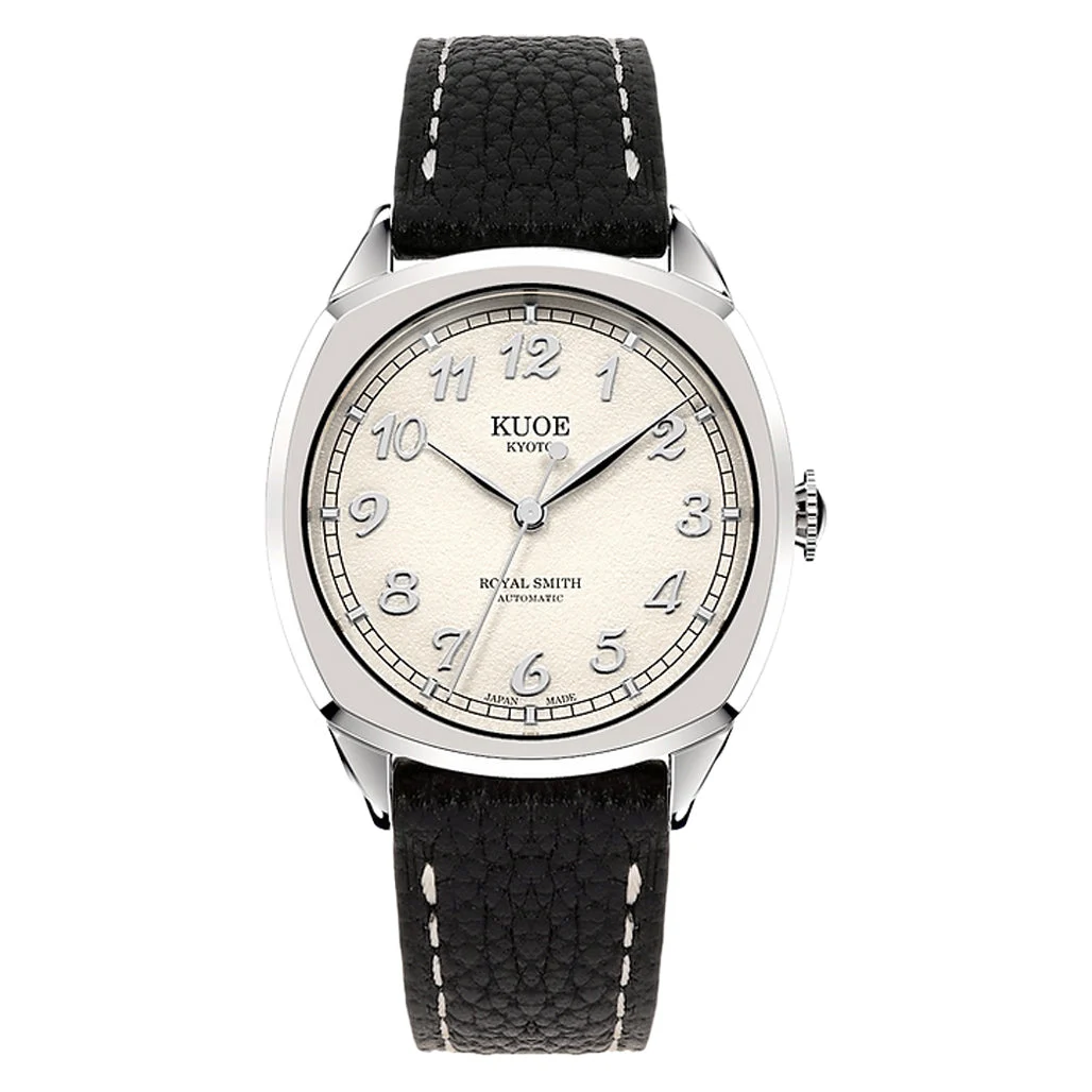 Kuoe Royal Smith 90-008 Silver 34mm Dress Watch with Ivory Dial #RS90008-SV-SV 34 mm kol saati