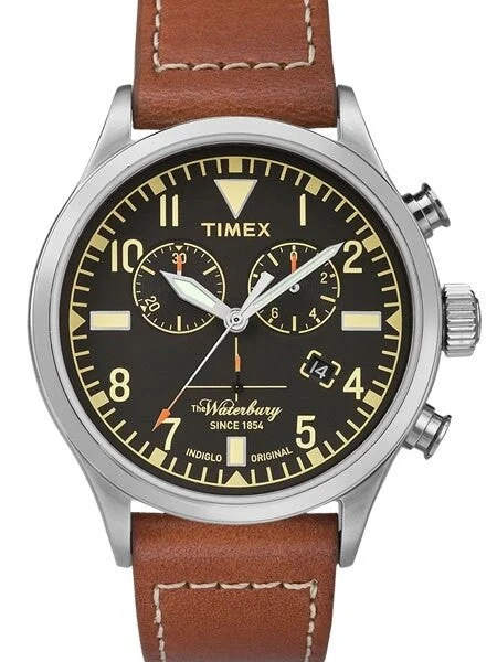 Timex Waterbury Quartz Chronograph with Black Dial and INDIGLO Night-Light #TW2P84300VQ ko