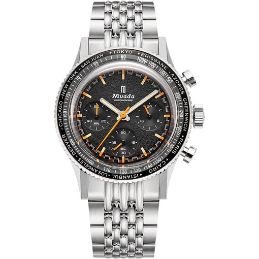 Nivada Grenchen Chronoking Mecaquartz - Inter.Bezel on Bracelet 87042Q04 kol saati