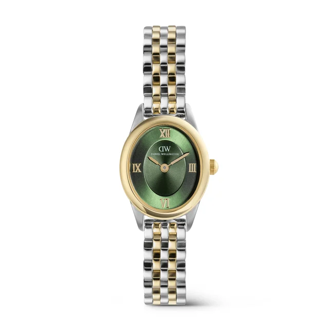 DANIEL WELLINGTON Ophelia Mini Beans Link Emerald Two Tone DW00101017 kol saati