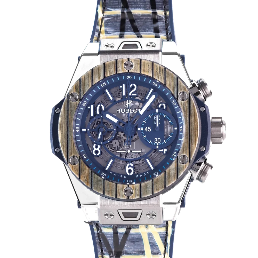 Hublot HUBLOT, REF. 411.NQ.5129.NR.ITI19, BIG BANG UNICO ITALIA INDEPENDENT TITANIUM TEAK, LIMITED 023/100, UNWORN, TITANIUM kol saati