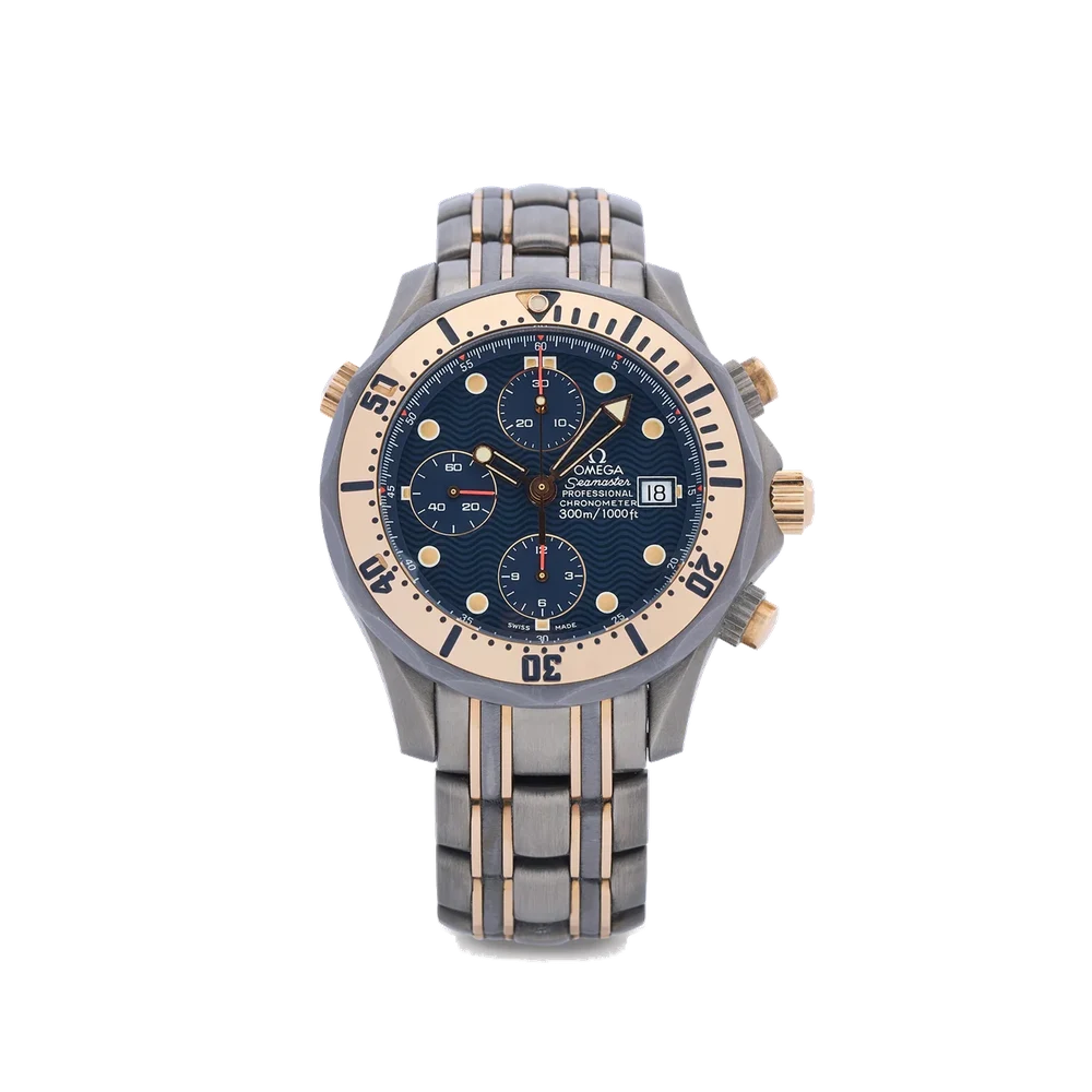 OMEGA OMEGA, REF. TB 378.0504, SEAMASTER, "CHRONO DIVER", TITANIUM AND YELLOW GOLD kol saati