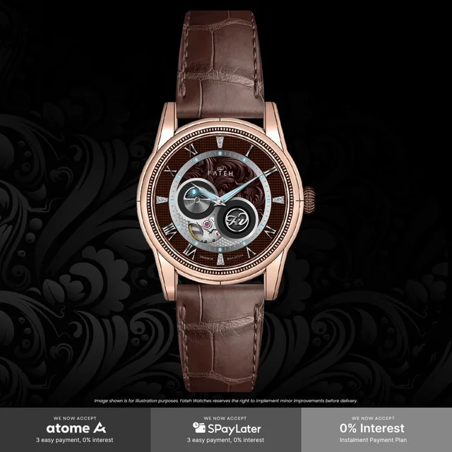 Fatehwatches Batheq Umber Brown with Rosegold Case kol saati
