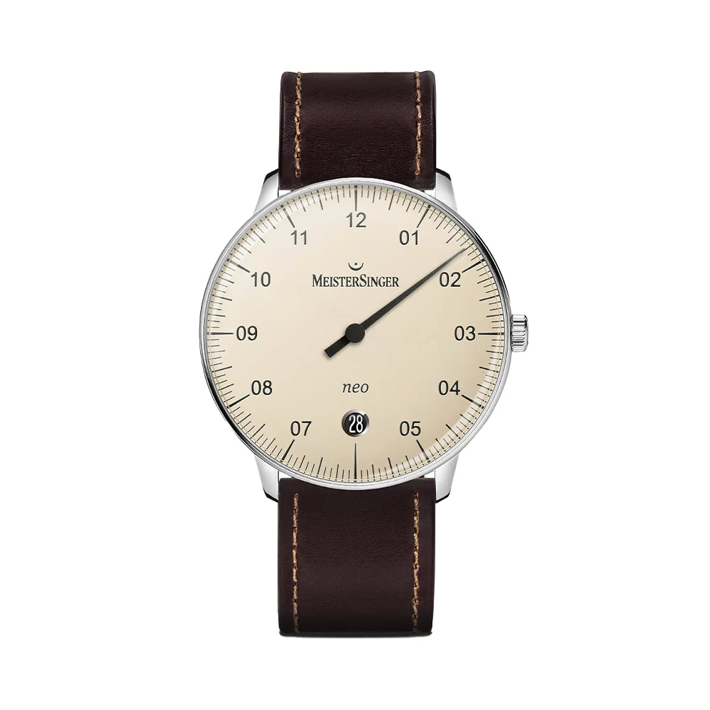 Meistersinger Neo Automatic 36mm - Ivory on Cordovan Leather Strap NE903N_SCF12 36 mm kol saati