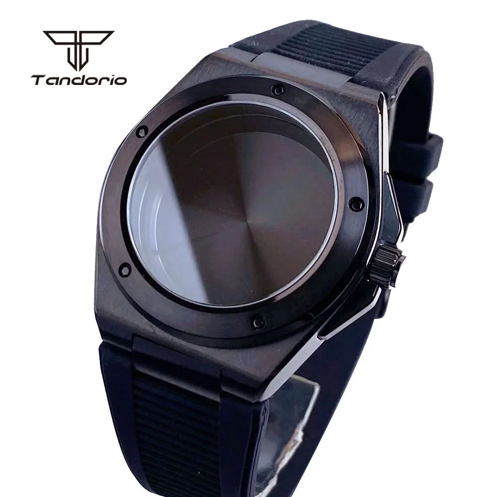 Tandorio Black PVD 40mm Engineer Watch Case Watchband Sapphire Glass Fit for Engineer Style Watch Mod Accessories NH35 NH36/ETA2824 PT5000 Model 1005010073958464-black strap-for NH34 NH35 NH36 40 mm kol saati