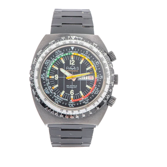 Arvos ARVOS, REF. 1601, WORLD TIME CHRONOGRAPH, PVD STAINLESS STEEL kol saati