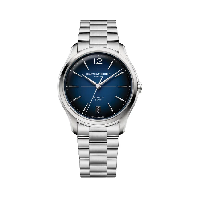 Baume Et Mercier Clifton Round Baumatic 39mm - Blue on Bracelet M0A10792 kol saati