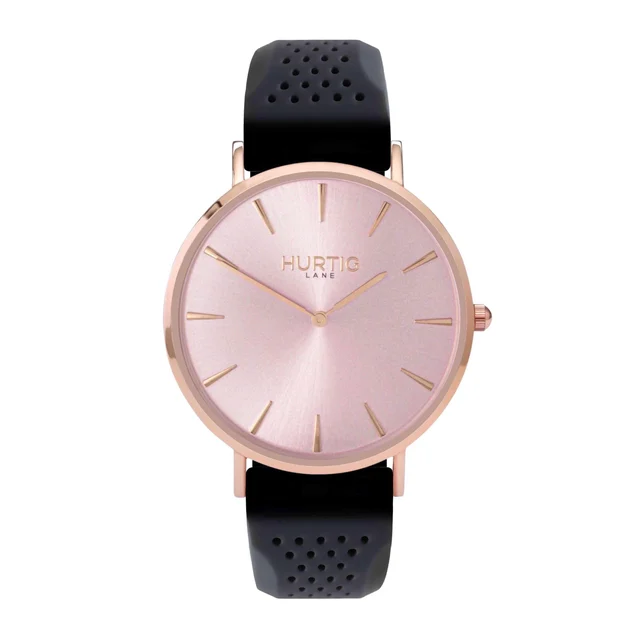 Hurtig Lane Vegan Watches Attiva Vegan Rubber Watch All Rose Gold & Dark Grey kol saati