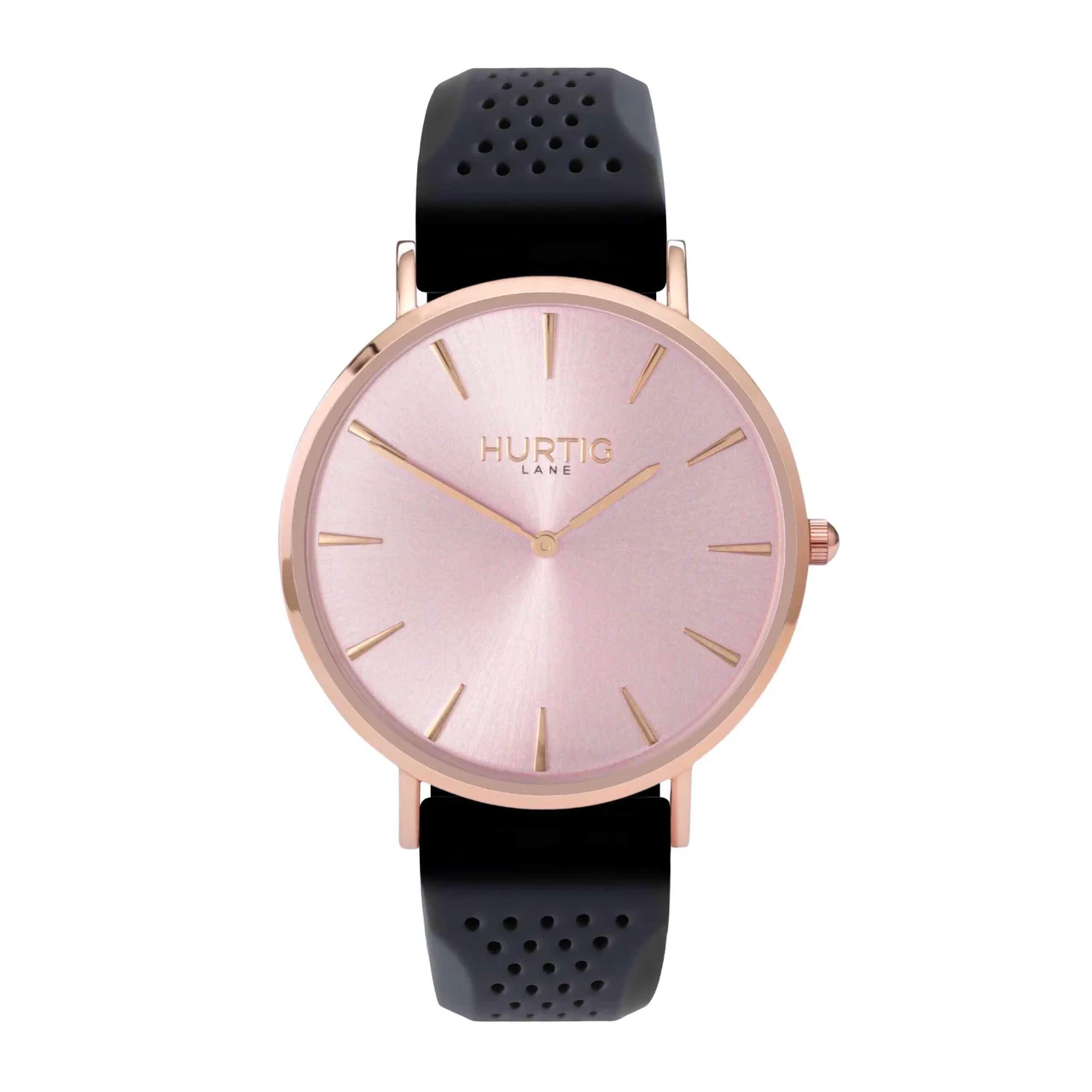 Hurtig Lane Vegan Watches Attiva Vegan Rubber Watch All Rose Gold & Dark Grey 40 mm kol saati