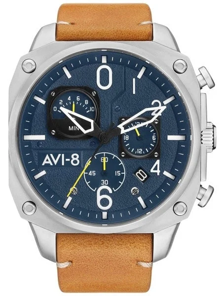 AVI-8 Hawker Hunter Retrograde Aviator Chronograph Watch #AV-4052-07 45 mm kol saati