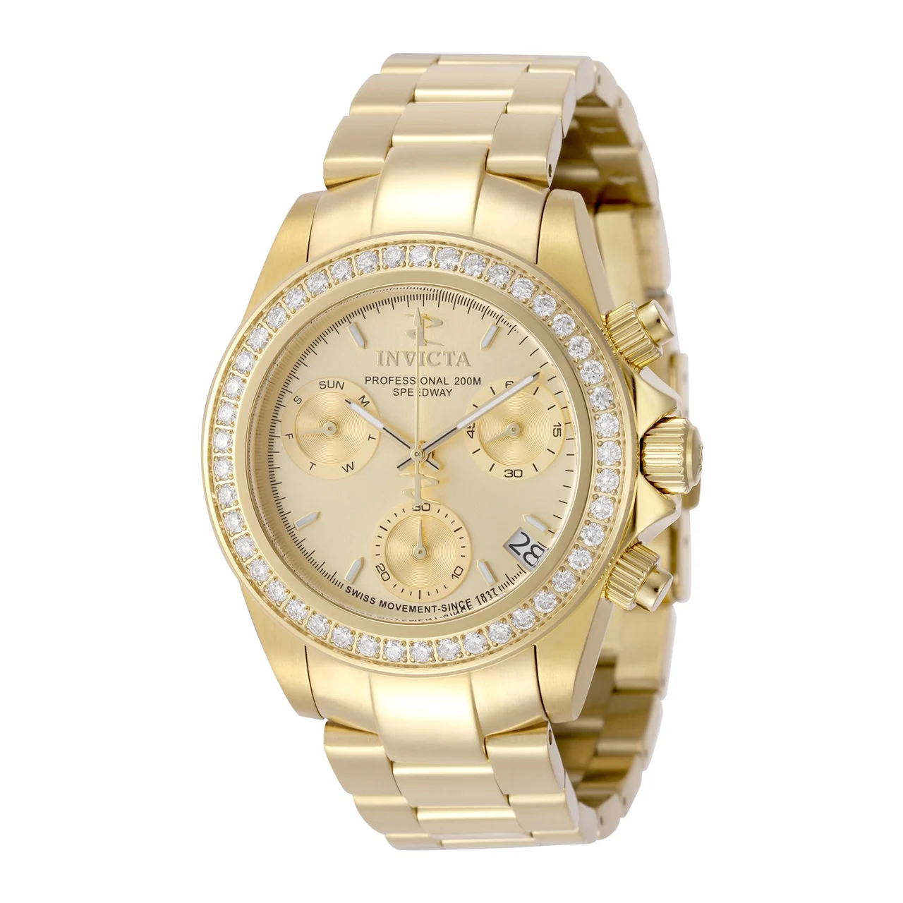 Invicta Elite Speedway Ascent Prestige 1.61 CT LG Diamond Edition Swiss Ronda Z60 Caliber Watch - 38mm, Gold (51111) 38 mm kol saati