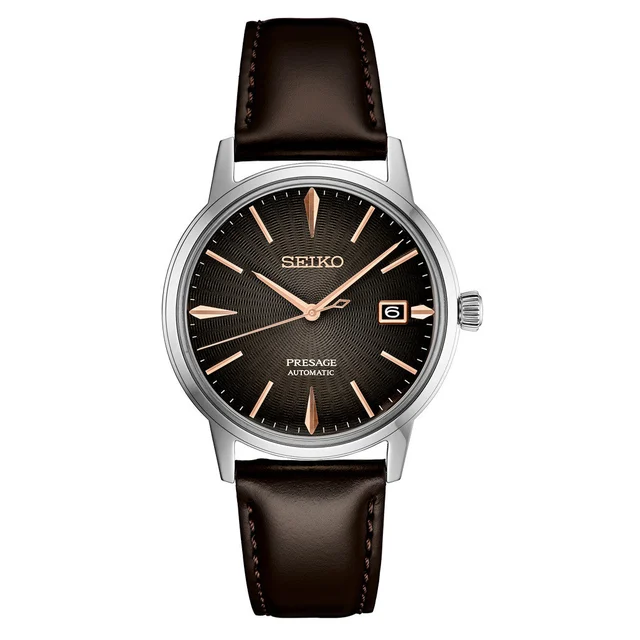 Seiko Presage Automatic Dress Watch with Gradated Gray/Brown Dial and Rose Gold Markers #S