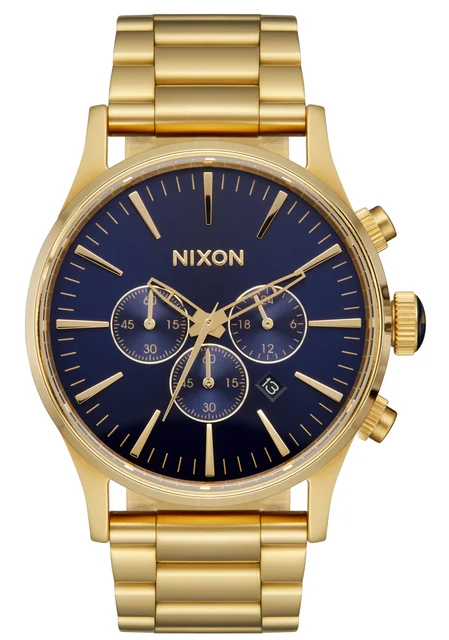 Nixon US Sentry Chrono - Gold / Blue Sunray A1390-1922-00 kol saati