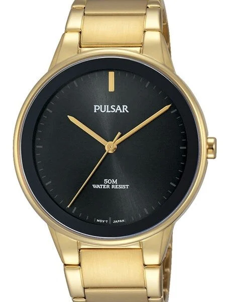 Pulsar Black Dial Quartz Watch with Matching Bracelet #PG2046 kol saati