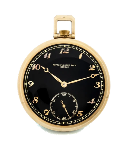 Patek Philippe Ref. 680, dress-watch, black lacquered “Duco” dial, “Breguet” numerals; 14K