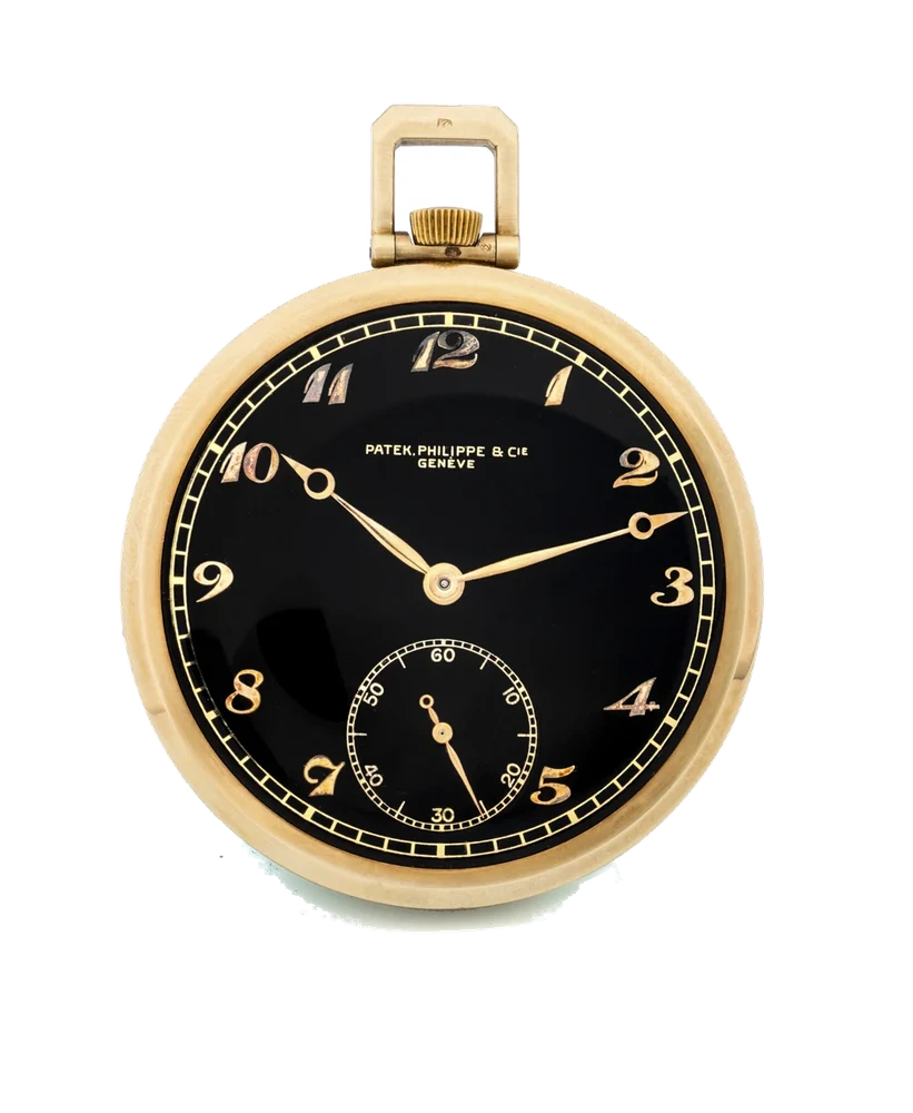 Patek Philippe Ref. 680, dress-watch, black lacquered “Duco” dial, “Breguet” numerals; 14K yellow gold kol saati