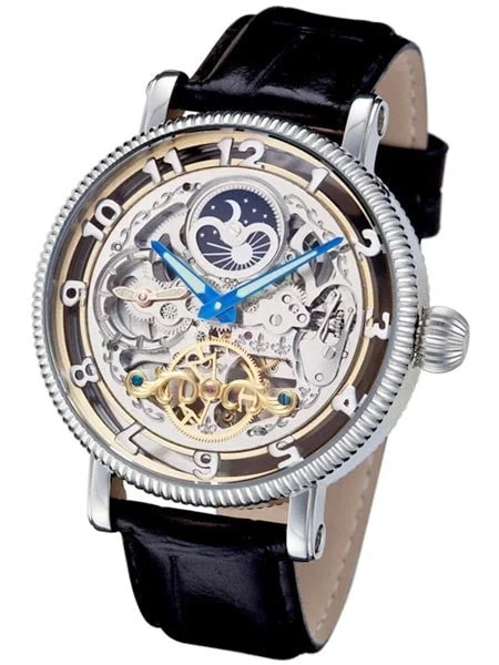 Rougois Dual Time Zone Skeleton Automatic Watch with Day/Night DialRMAL33 kol saati